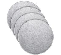 MorNon Juego de 4 cojines para silla, redondos, de fieltro, 35 cm, para banco, con inserciones antideslizantes para todo tipo de sillas, para interiores y exteriores (gris claro)
