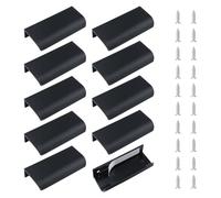 MOROBOR 10 tiradores de borde de dedo, autoadhesivos, modernos, ocultos, redondos, de plástico, invisibles, para cajones de armarios, 80 mm, color negro