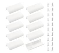 MOROBOR 10 tiradores de borde de dedo, tiradores adhesivos modernos ocultos de ángulo redondo, manijas de cajón de plástico invisibles, para accesorios de gabinete, 80 mm/blanco