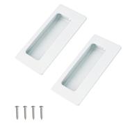 MOROBOR 2 manijas rectangulares empotradas ocultas, manijas de puerta corredera de diseño integrado con tornillos, tiradores de gabinete de acero inoxidable para cajones de armario (blanco, 86 mm)
