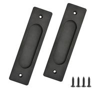 MOROBOR 2 tiradores rectangulares empotrados para puerta corredera, tiradores de 15 cm de aleación de aluminio negro mate para puerta de armario con tornillos de montaje para puerta corredera de
