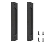 MOROBOR 2 tiradores rectangulares para puerta corrediza con tornillos, 220 mm, aleación de aluminio, para armarios, cobertizos, garajes, puertas de granero (color negro)