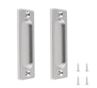 MOROBOR 2 tiradores rectangulares para puerta corrediza con tornillos, de aleación de aluminio de 100 mm, para armarios, cobertizos, garajes, puertas de granero (acero cepillado)