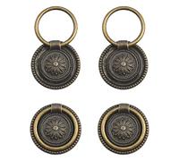 Morobor 4 Paquete Bronce Antiguo Tiradores de Gabinete, 1.77'' Diámetro Vintage Zinc Aleación Tirón Anillo Pomos, Un Solo Agujero Drop Anillo Cajón Tirones para Bar Armarios Baño Armario Cómodas