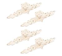 MOROBOR 4 pomos de armario con placa trasera, estilo vintage, aleación de zinc, manijas de cajón de flores para tocador, tocador, mesita de noche, armario (5.7 x 1.7 pulgadas, borde dorado)