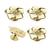 MOROBOR 4 pomos de cajón de pétalos dorados, tiradores creativos para cajones de gabinete, tiradores de seda esmaltados de un solo agujero, pomos de aleación de zinc para tocador, armario, puerta y