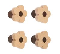 MOROBOR 4 pomos de madera en forma de flor, manijas de madera de haya de un solo agujero, pomos de madera de tocador para habitación del bebé, pomos para cómoda de cajones con tornillos y tubo de