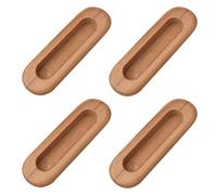 MOROBOR 4 tiradores ocultos ovalados de madera empotrados, diseño integrado, tiradores de madera para gabinete, tiradores de puerta corredera de armario para puerta corredera de granero