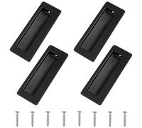 MOROBOR 4 tiradores rectangulares empotrados ocultos, manija de puerta corrediza de diseño integrado con tornillos, tiradores ocultos de acero inoxidable para cajones de armario (negro mate/115 mm)