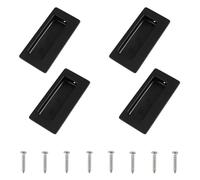 MOROBOR 4 tiradores rectangulares empotrados ocultos, tiradores de puerta corrediza con tornillos, tiradores ocultos de acero inoxidable para cajones de armario (negro mate/86 mm)