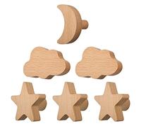 MOROBOR 6 manijas de madera de haya de animales salvajes, conejos, hipopótamos, tortugas, leones, ballenas, elefantes, manijas en forma de elefantes para decoración de habitación de los niños