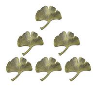 MOROBOR 6 pomos de armario Ginkgo, tiradores de metal sólido para cajones, tiradores de decoración creativa para armario, cajón, estantería, muebles, accesorios clásicos de gabinete, bronce