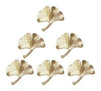 MOROBOR 6 pomos de armario Ginkgo, tiradores de metal sólido para cajones, tiradores de decoración creativa para armario, cajón, estantería, muebles, accesorios clásicos de gabinete, color dorado
