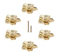 MOROBOR 6 pomos de latón macizo y aleación de zinc con forma de flor, color dorado