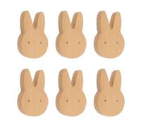 MOROBOR 6 pomos de madera con forma de conejo de un solo agujero, manijas de madera de haya para armarios, pomos para cajones con tornillos y tubo de expansión