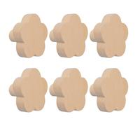 MOROBOR 6 pomos de madera con forma de flor de un solo agujero, manijas de madera de haya autoadhesivas, manijas de armario de madera para cajones con tornillos