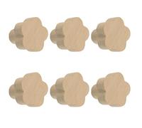 MOROBOR 6 pomos de madera con forma de flor, tiradores de madera de haya de un solo agujero, pomos de madera autoadhesivos para armarios, cajones y armarios