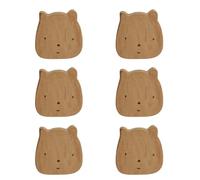 MOROBOR 6 pomos de madera con forma de oso marrón, manijas de madera de haya de un solo agujero, tiradores de armario para cajones con tornillos y tubo de expansión