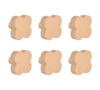 MOROBOR 6 pomos de madera con forma de trébol de cuatro hojas, manijas de madera de haya de un solo agujero, tiradores de madera de madera para armarios, pomos para cajones con tornillos