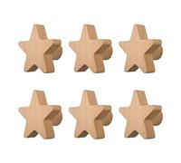 MOROBOR 6 pomos de madera en forma de estrella de un solo agujero, manijas de madera de haya, manijas de madera de alacena, pomos para cajones con tornillos y tubo de expansión