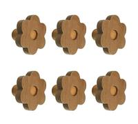 MOROBOR 6 pomos de madera en forma de flor de un solo agujero, manijas de madera de nogal, manijas de armario de madera, pomos para cajones con tornillos y tubo de expansión