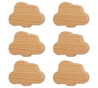 MOROBOR 6 pomos de madera en forma de nube, manijas de madera de haya de un solo agujero, manijas de madera de alacena, pomos para cajones con tornillos y tubo de expansión