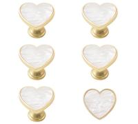 MOROBOR 6 pomos en forma de corazón, pomos creativos de aleación de zinc para puerta de armario, cajón y muebles, decoración (blanco)