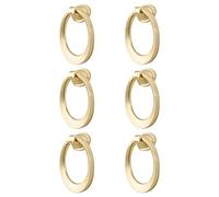 MOROBOR Anillo de columpio redondo, 6 manijas de anillo de cajón de gabinete, tiradores de latón macizo, aleación de zinc, armario, armario de cocina, puerta colgante (oro cepillado)