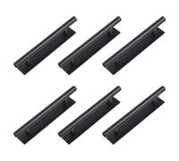 MOROBOR Asas largas autoadhesivas, 4 unidades, de plástico negro, cómodas manijas adhesivas con placa para puerta corredera de armario de cocina, ventana de armario