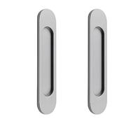 Morobor Autoadhesivo manija Oval de puerta corrediza, 2 juegos de manijas planas sin perforación de aleación de oro y aluminio cepilladas, para gabinetes de puertas y ventanas correderas (gris mate)
