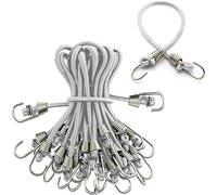 Morobor Blanco Cuerda Elástica Correa de Goma, 10pcs Mini Bungee Cords con ganchos de metal, goma elástica Bungee Cords para bicicletas, bastidores de alambre, tiendas de campaña y carros de mano, etc