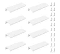MOROBOR Borde blanco, tirador oculto, estilo moderno, tirador para cajones, de ángulo recto, aleación de aluminio, botones de armario invisibles para hardware de cajones de armario, 150 mm, 10