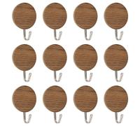MOROBOR Ganchos redondos autoadhesivos, 12 ganchos de plástico resistentes de grano de madera, ganchos para llaves de pared, ganchos para toallas de baño, para el hogar, cocina, baño, puerta de