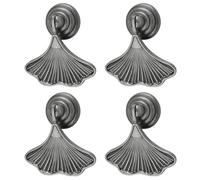 MOROBOR Ginkgo - Juego de 4 tiradores de níquel antiguo con forma de hoja, tiradores de aleación de zinc para armarios, accesorios para cajones, color níquel envejecido