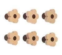 MOROBOR Lot de 6 botones de madera de haya en forma de flor con orificio único para armario, cómoda, con tornillos y tubo de extensión