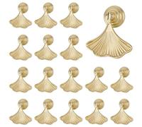 MOROBOR Manija de perilla con forma de hoja de ginkgo, 18 piezas de colgante en forma de gota dorada, manija de tirador de zinc con aleación de una sola perforación, manijas de perilla para muebles de