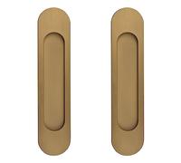 MOROBOR Manijas de Puerta Corredera Ovales Adhesivas de 18CM, 2 piezas, Bronce, Oro, Aleación de Aluminio, Manija Sin Punzón para Armarios, Ventanas, Puertas de Granja Correderas