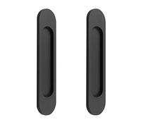 MOROBOR - Manijas de puerta corredizas ovaladas autoadhesivas, aleación de aluminio, color negro mate sin perforación, para puertas correderas, ventanas de gabinetes, 18 cm