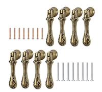 MOROBOR Manijas vintage de tirar, 8 piezas, en aleación de zinc esculpida en forma de gota verde bronce, con orificio único, para armarios, guardarropas, aparadores, cajones, puertas, muebles