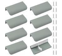 MOROBOR Mini tiradores de borde de dedo, 8 tiradores autoadhesivos, modernos tiradores ocultos de ángulo redondo para cajón, aleación de aluminio, manijas invisibles para armarios, cajones, 80 mm