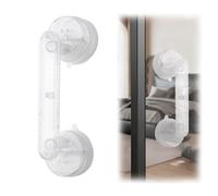 MOROBOR Paquete de 2 manijas de puerta con ventosa fuerte, manija de puerta de vidrio extraíble al vacío, barra de agarre para puerta de ducha resistente para cajones de baño y cocina, color blanco