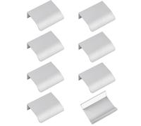 MOROBOR Paquete de 8 tiradores de borde de dedo, autoadhesivos, instantáneos, de estilo moderno, de aleación de aluminio, invisibles para armario, cocina, dormitorio, sala de estar, 50 mm/plateado