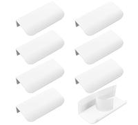 MOROBOR Paquete de 8 Tiradores de Borde de Dedo Autoadhesivos Para Cajones de Gabinete, Ocultos de Estilo Moderno, Para Armarios, 80 mm/Blanco