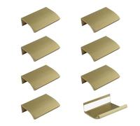 MOROBOR Paquete de 8 tiradores de borde de dedo, manijas autoadhesivas instantáneas de ángulo redondo de aleación de aluminio invisibles para armario, cocina, dormitorio, sala de estar, 50 mm/bronce