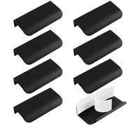 MOROBOR Paquete de 8 tiradores de borde de dedo, tiradores instantáneos autoadhesivos para cajones de gabinete, tiradores ocultos de estilo moderno, para armarios, cajones, armarios, 80 mm/negro