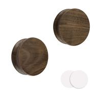 MOROBOR Pomo redondo de madera de nogal para cajón, 2 pomos autoadhesivos, tiradores de gabinete, tiradores de madera natural para cajones, armarios y aparadores
