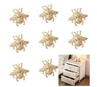 MOROBOR Pomos de cajón de abeja dorada, 8 piezas de aleación de zinc de metal, pomos de un solo agujero, diseño de abeja, tirador de cajón de insectos, manija creativa para muebles con tornillos para