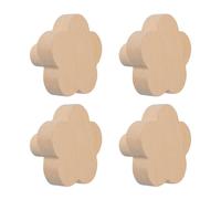 MOROBOR Pomos de Madera con Forma de Flor, 4 Piezas Tiradores de Madera de Haya de Un Solo Agujero Pomo de Repuesto para Muebles Tirador de Armario y Gabinete para Cómoda con Pegatinas