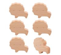 MOROBOR Pomos de madera con forma de león, 6 pomos de madera con forma de animales, tiradores decorativos únicos para cajones de madera con tornillos, tiradores de muebles para habitación de niños