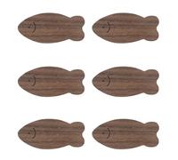 MOROBOR Pomos de madera con forma de pez, 6 pomos de madera de nogal con animales, tiradores decorativos únicos para armario con tornillos, tiradores de muebles para habitación de niños, decoración de